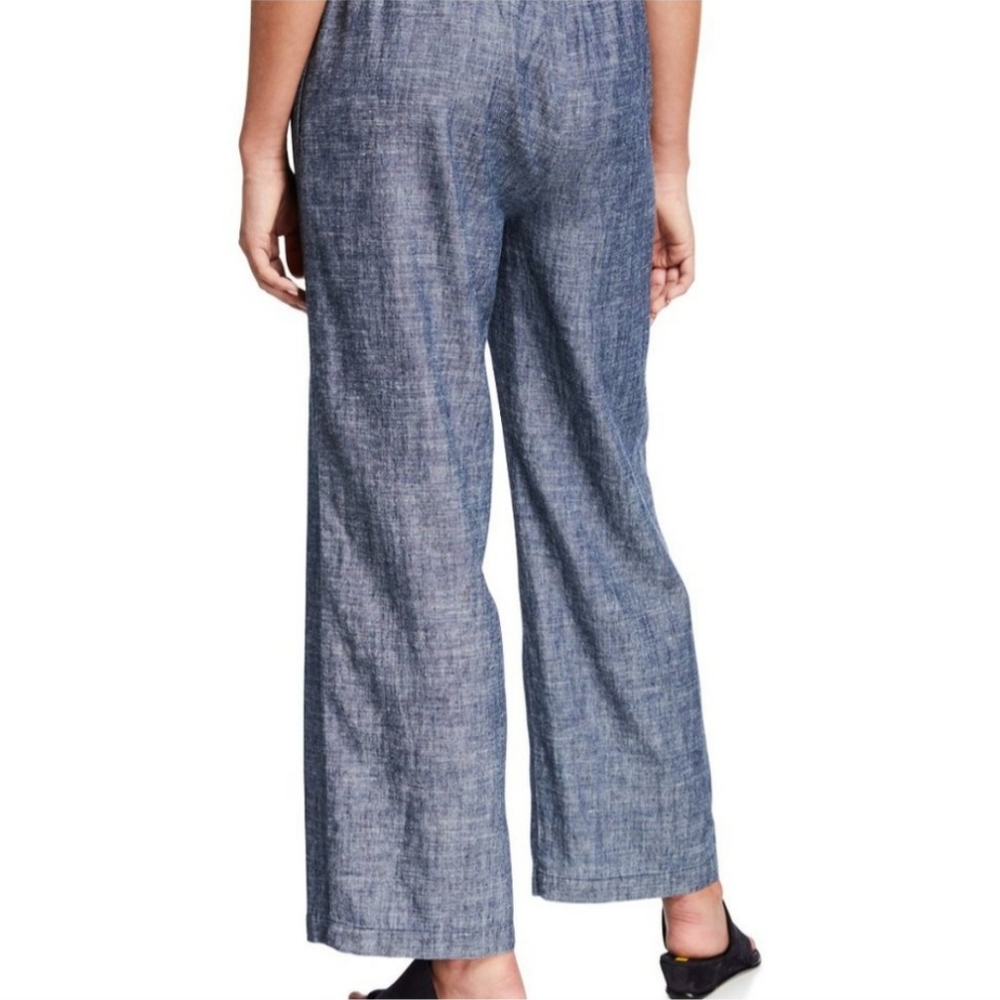 NWT Eileen Fisher Hemp Organic Cotton Chambray Straight Pants. Size XXS - Picture 3 of 10